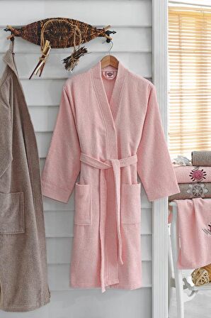 Cotton Box Nakışlı Aile Bornoz Seti Pudra Bej