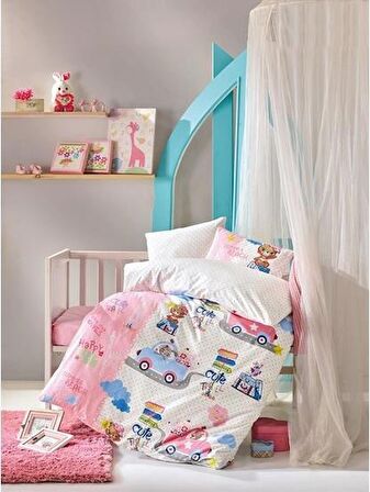 Cotton Box Bebek Nevresim Takımı %100 Pamuk Sevimli Seyahat Pembe