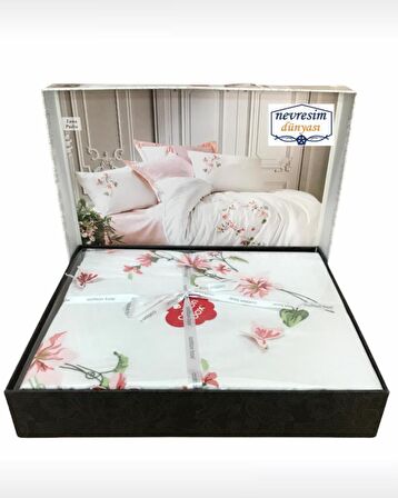 Cotton Box Çiçekli Nakışlı Pamuk Saten Çift Kişilik Nevresim Takımı