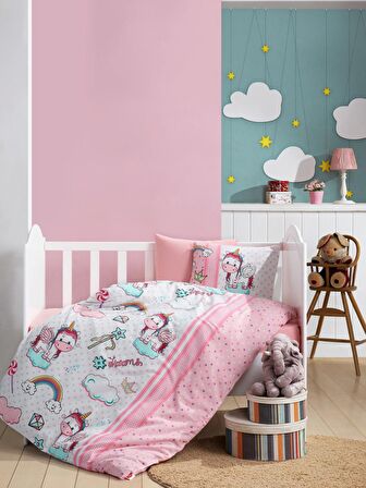 Cotton Box Flanel Bebek Nevresim Takımı Unicorn Pembe