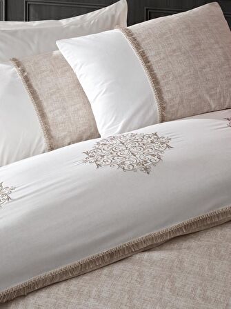 Cotton Box Brode Düz Pamuk Çift Kişilik Nevresim Takımı