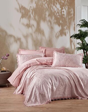Cotton Box Chi Chi Çift Kişilik Pikeli Nevresim Takımı Elegence Pudra