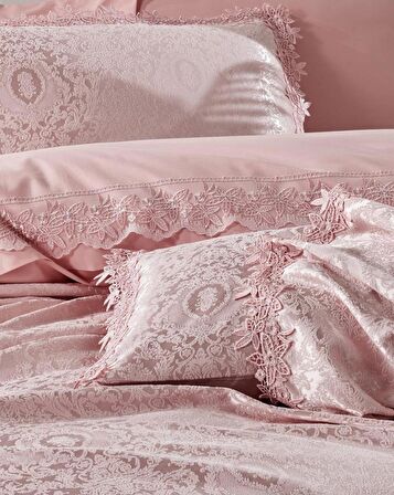 Cotton Box Chi Chi Çift Kişilik Pikeli Nevresim Takımı Elegence Pudra