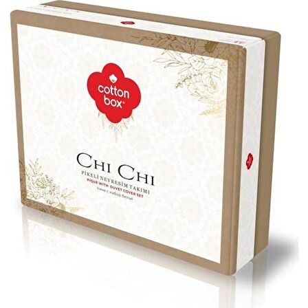 Cotton Box Chi Chi Çift Kişilik Pikeli Nevresim Takımı Elegence Pudra