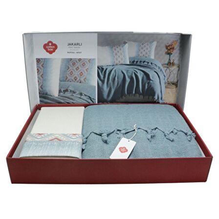 Cotton Box Jakarlı Papina Çift Kişilik Pike Takımı Mint Yeşil