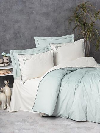 Cotton Box Çift Kişilik Elit Saten Nevresim Takımı Vanko Mint