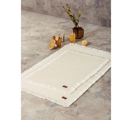 Bath Rug Set Krem 2'li 75x125 60x90