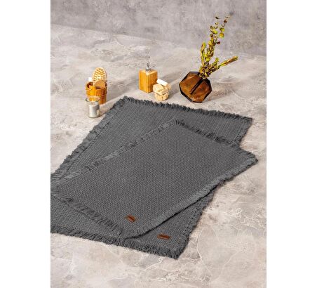 COTTON BOX Bath Rug Set Antrasit 75x125 60x90