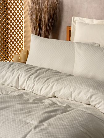 Cotton Box Plaid Ranforce Tek Kişilik Nevresim Takımı Krem