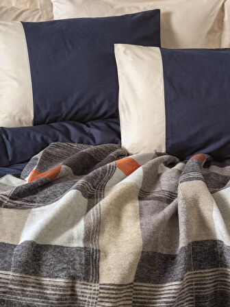 Cotton Box Çift Kişilik Battaniyeli Nevresim Comfy Clement Lacivert