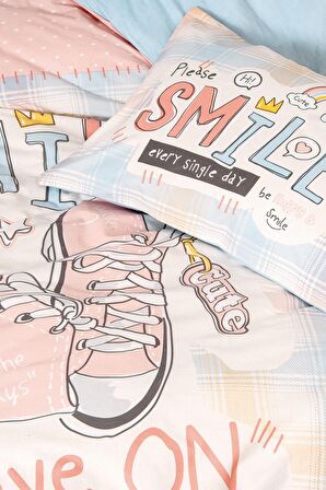 Cotton Box Genç Odası Tek Kişilik Lastikli Çarşaflı Nevresim Takımı Smile Mint