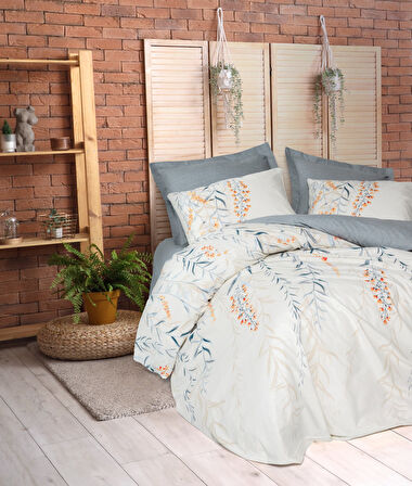 Cotton Box Çift Kişilik Nevresim Takımı Hiedra Indigo