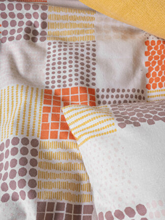 Cotton Box Flanel Tek Kişilik Nevresim Takımı Palm Hardal