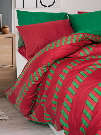 Cozy Home Festive Çift Kişilik Lastikli Çarşaflı Nevresim Takımı Holly Yeşil