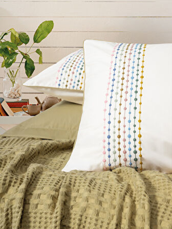 Cotton Box Aura Tek Kişilik Pike Takımı Pebble Hardal