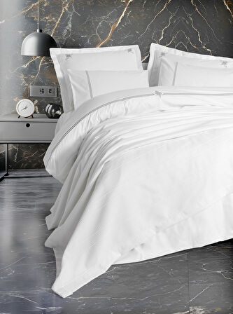Cotton Box Classic Çeyizlik Çift Kişilik Pikeli Nevresim Takımı Güher Beyaz