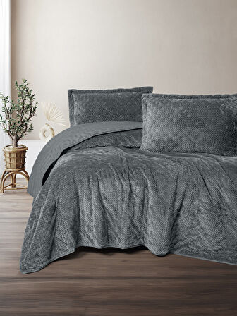 Cotton Box Softnest Çift Kişilik Yatak Örtüsü Boleta Koyu Gri