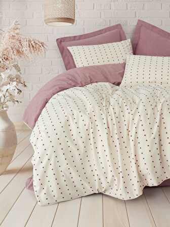 Cotton Box Loopra Çift Kişilik Nevresim Takımı Veyra Bordo