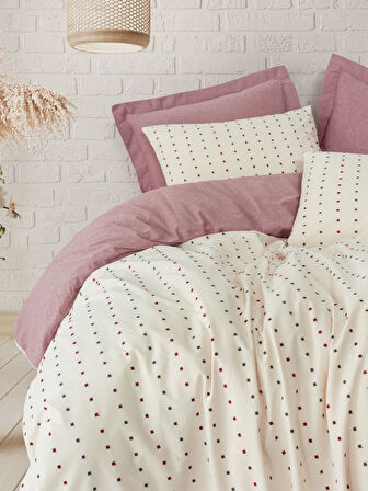 Cotton Box Loopra Çift Kişilik Nevresim Takımı Veyra Bordo