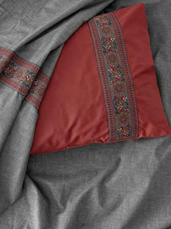 Cotton Box Folk Art Çift Kişilik Nevresim Takımı Felina Bordo