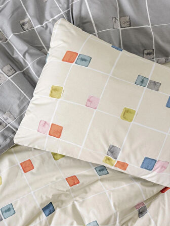 Cotton Box Minimal Çift Kişilik Lastikli Çarşaflı Nevresim Takımı Evo Gri