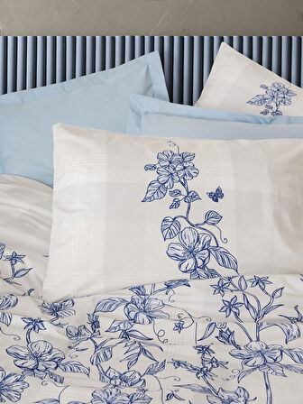 Cotton Box Çift Kişilik Nevresim Takımı Linora Mavi