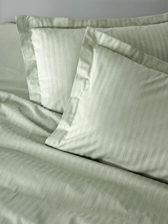 Cotton Box Elegant Stripe Saten Çift Kişilik Nevresim Takımı Adaçayı