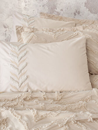 Cotton Box Limi Çift Kişilik Yatak Örtülü Nevresim Takımı Crimp Bej