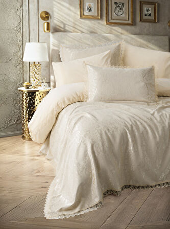 Cotton Box Chi Chi Çift Kişilik Pikeli Nevresim Takımı Velora Cappuccino