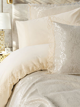 Cotton Box Chi Chi Çift Kişilik Pikeli Nevresim Takımı Velora Cappuccino