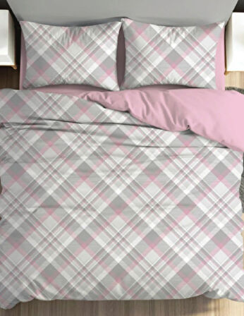 Cotton Box Fixbox Ranforce Çift Kişilik Çarşafı Lastikli Nevresim Takımı Linea Pudra