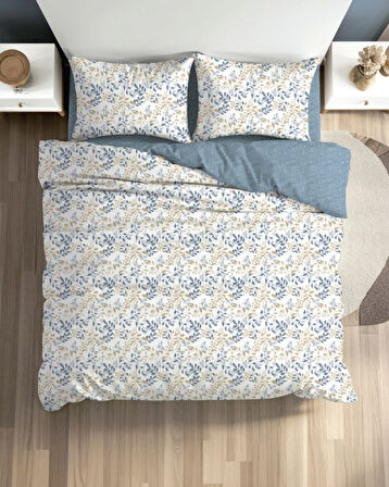 FİXBOX ÇİFT KİŞİLİK RANFORCE NEVRESİM TAKIMI FOLHA İNDİGO