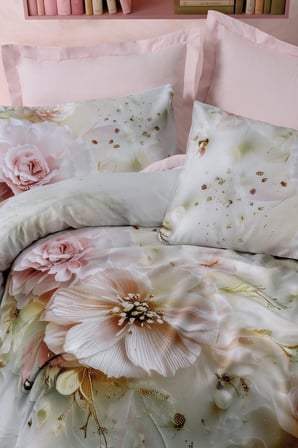 Cotton Box 3d Flower %100 Pamuk Saten  - Elara Pembe