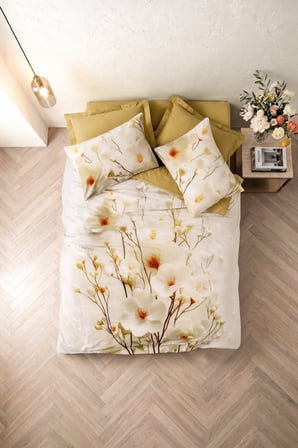 Cotton Box 3d Flower %100 Pamuk Saten  - Lumea Gold