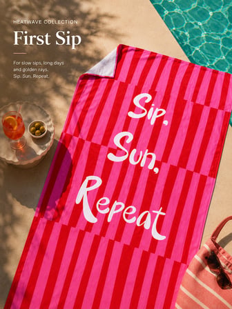 Cozy Home Heatwave Plaj Havlusu First Sip Pembe 90x150