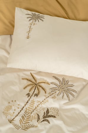 Cotton Box Nakışlı Ranforce Çift Kişilik Nevresim Takımı Palmira Hardal