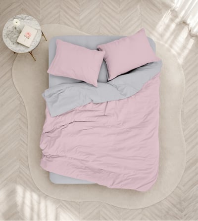 Cotton Box Plain Tek Kişilik Nevresim Takımı Pembe-Gri