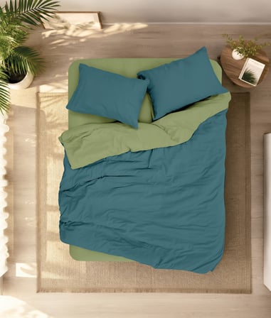 Cotton Box Plain Çift Kişilik Nevresim Takımı Petrol-Yeşil