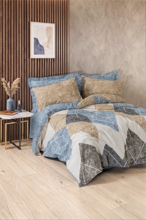 Cotton Box Modern Çift Kişilik Nevresim Takımı Axis İndigo