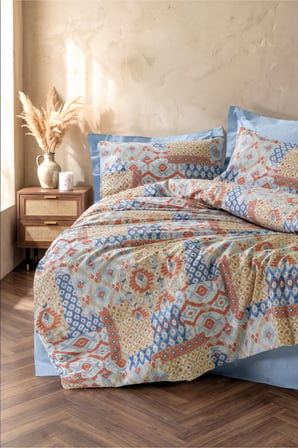 Cotton Box Ethnic Tek Kişilik Nevresim Takımı Artisan Mavi
