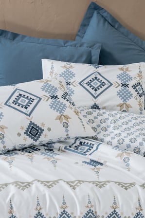 Cotton Box Bohem Tek Kişilik Nevresim Takımı Talora İndigo