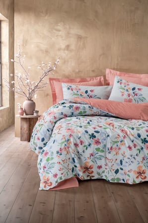Cotton Box Tek Kişilik Nevresim Takımı Bluebell Somon