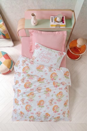 Cotton Box Junior Tek Kişilik Lastikli Çarşaflı Nevresim Takımı Pixie Pudra