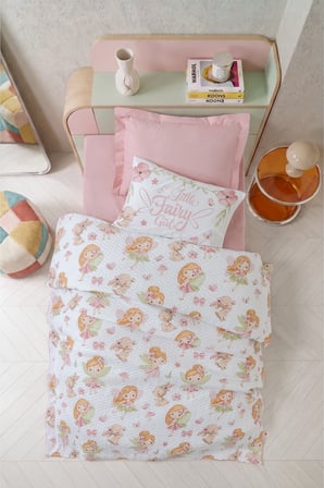 Cotton Box Junior Tek Kişilik Lastikli Çarşaflı Complete Set Pixie Pudra