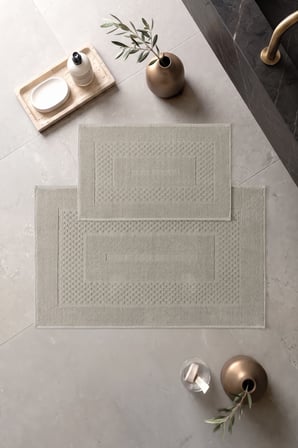 Cotton Box Aura Jakarlı Kaymaz Taban Pamuklu Paspas Seti Frame Vizon 60x90+40x60
