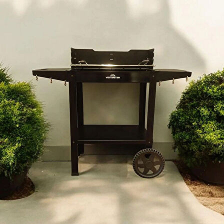Wetterstein Tekerlekli Metal Sehpalı Mangal/Barbekü S Model