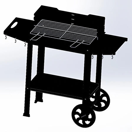 Wetterstein Tekerlekli Metal Sehpalı Mangal/Barbekü S Model