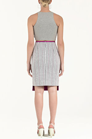 Siyah Beyaz Çizgili pamuk etek 80383 | 38