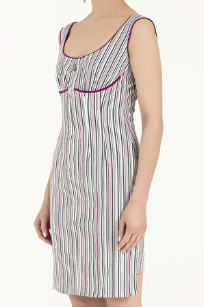 Siyah Beyaz Çizgili pamuk mini elbise 90658 | 38