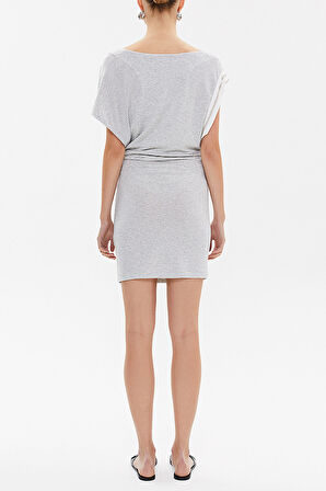 Gri Asimetrik kesim mini  elbise 90644 | 42